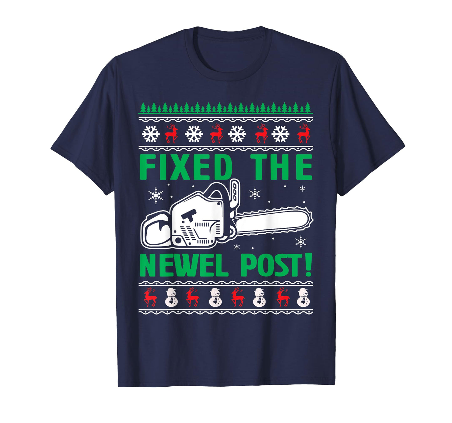 Christmas Fixed The Newel Post Tee Unisex-Adults Black Small Modern Classic T-Shirt