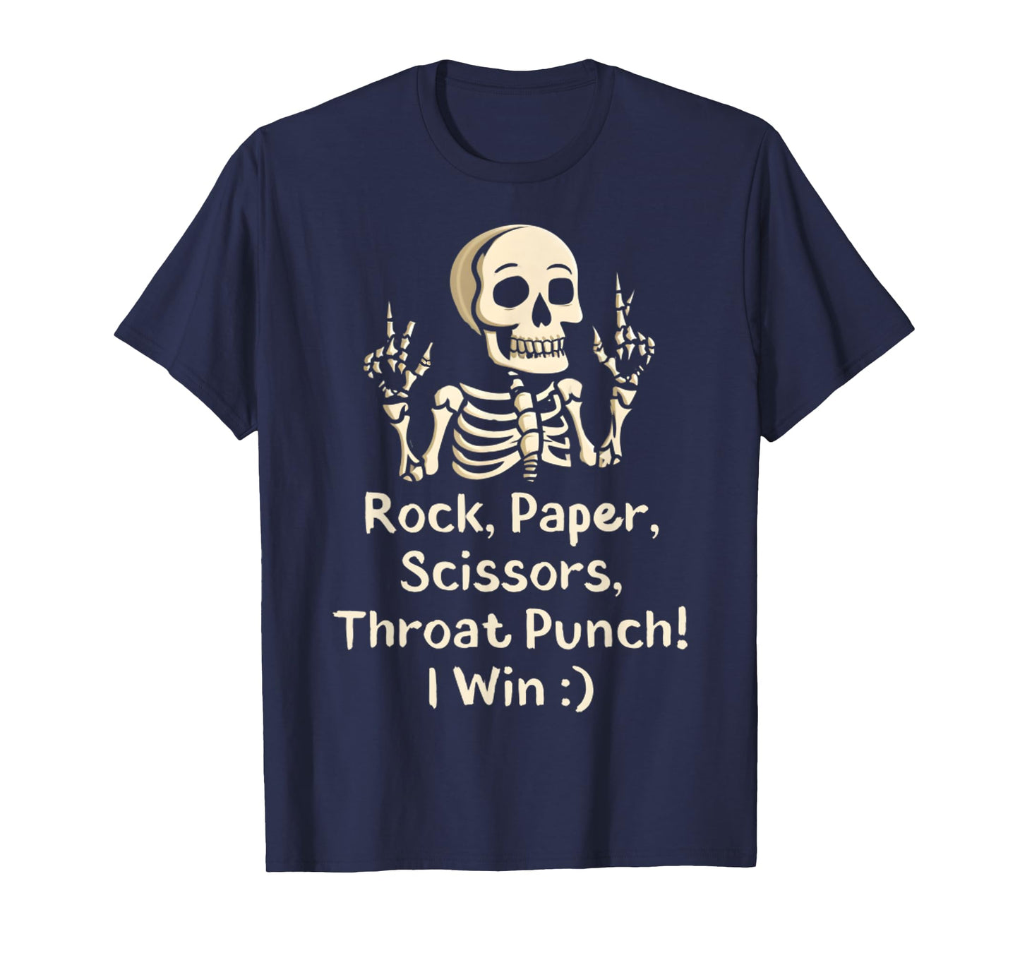 Rock, Paper Scissors Throat Punch I Win Funny Skeleton Meme T-Shirt
