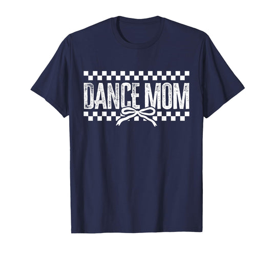 Retro Dance Mom Coquette Bow Checkered Dance Mama Mother Day T-Shirt