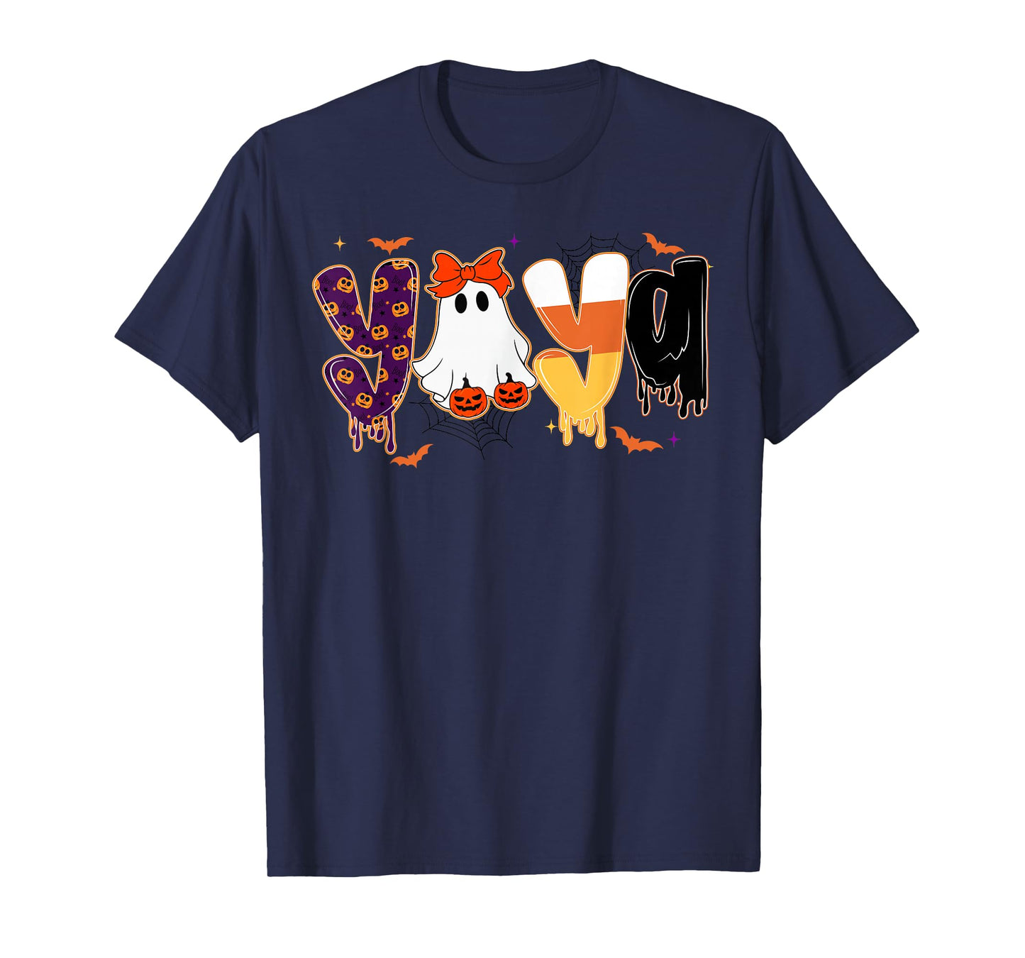 Preppy Halloween Candy Yaya, Funny Spooky Ghost Pumpkin Yaya T-Shirt