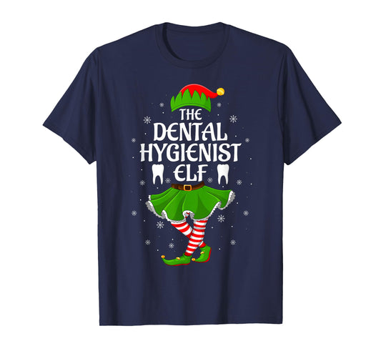 Dental Hygienist Elf Christmas Girls Women Elf Squad Xmas T-Shirt