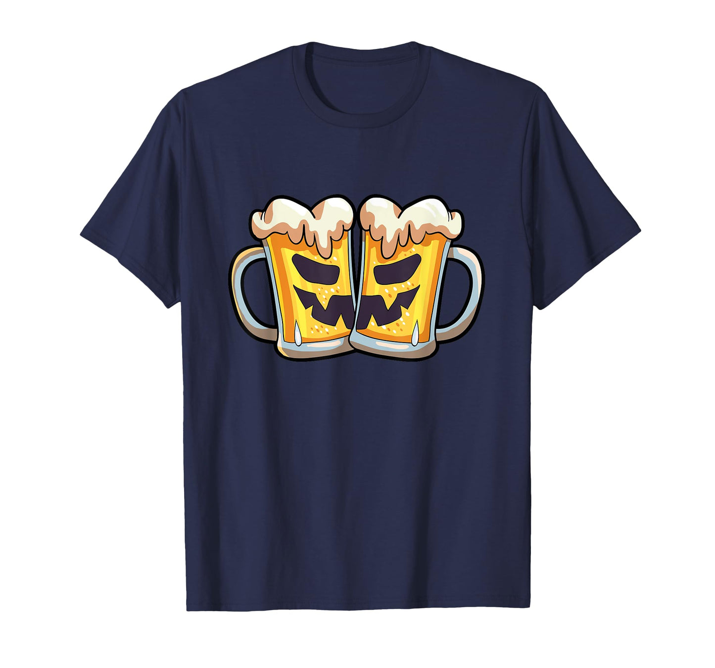 Funny Halloween Shirt Men Beer Lover Scary Pumpkin Face T-Shirt