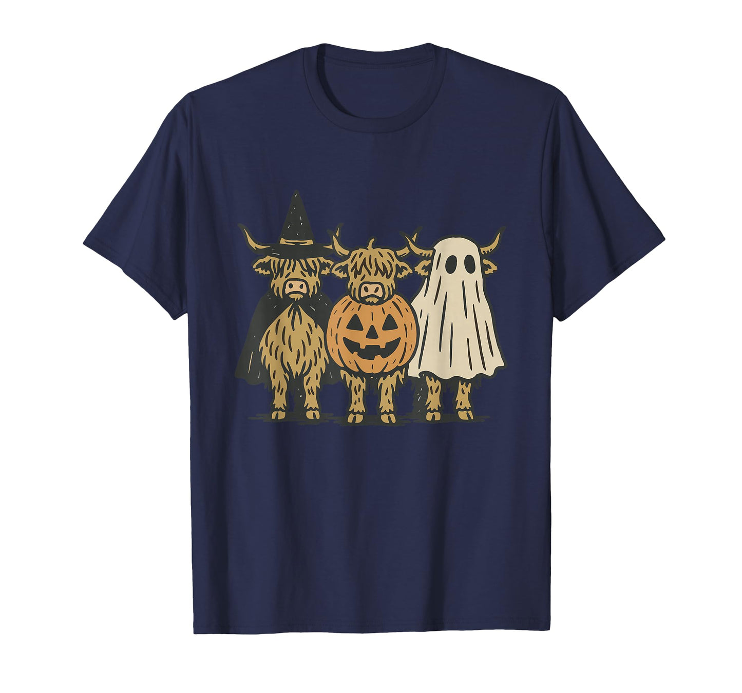 Moo I Mean Boo Halloween Highland Cow Ghost Cow Lover Farm T-Shirt