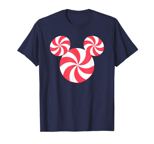 Disney Mickey Mouse Icon Christmas Peppermint Candy Holiday T-Shirt