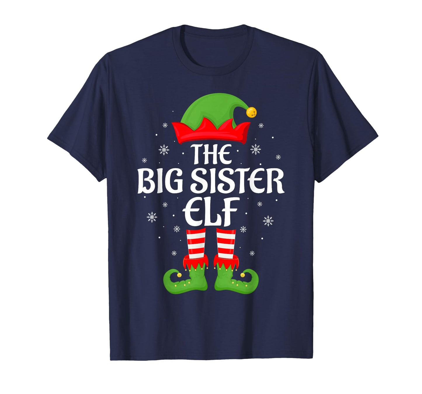 Big Sister Elf Xmas Family Matching Elf Squad Christmas T-Shirt