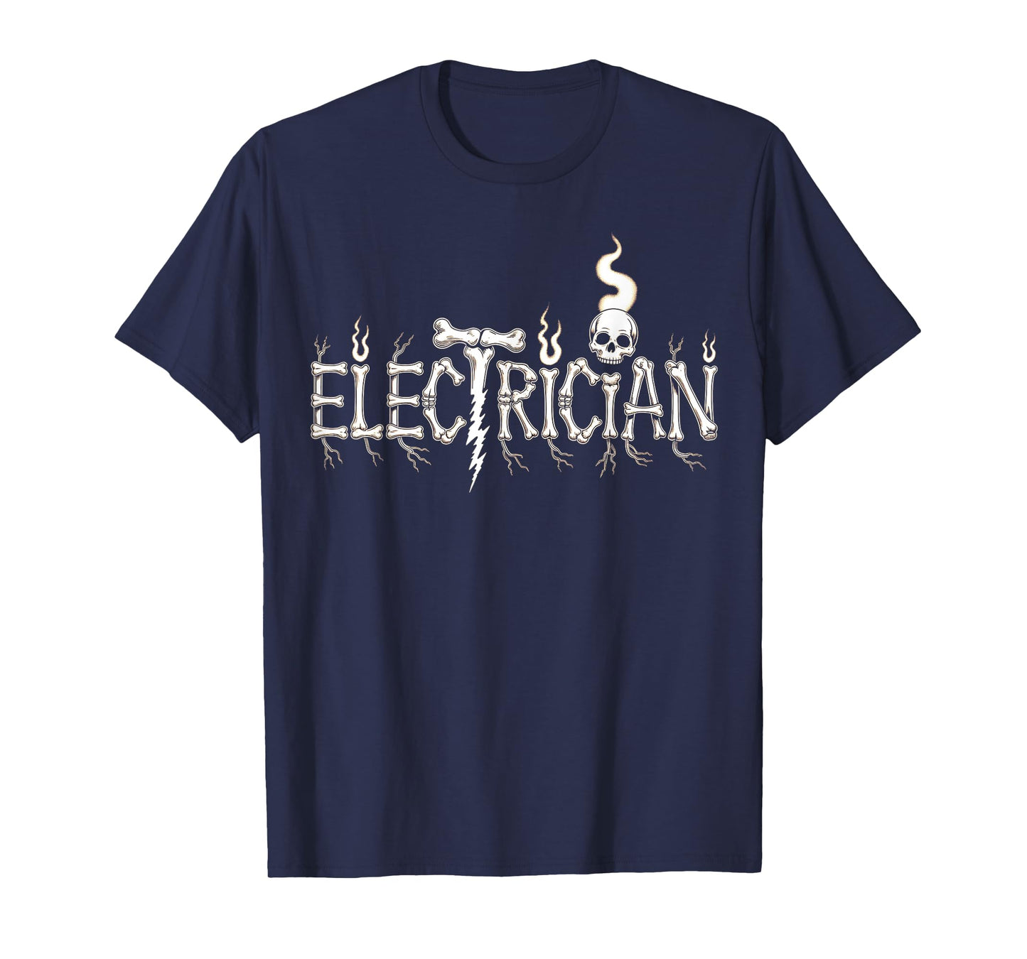 Funny Electrician Job Horror Skeleton Halloween Team Costume T-Shirt