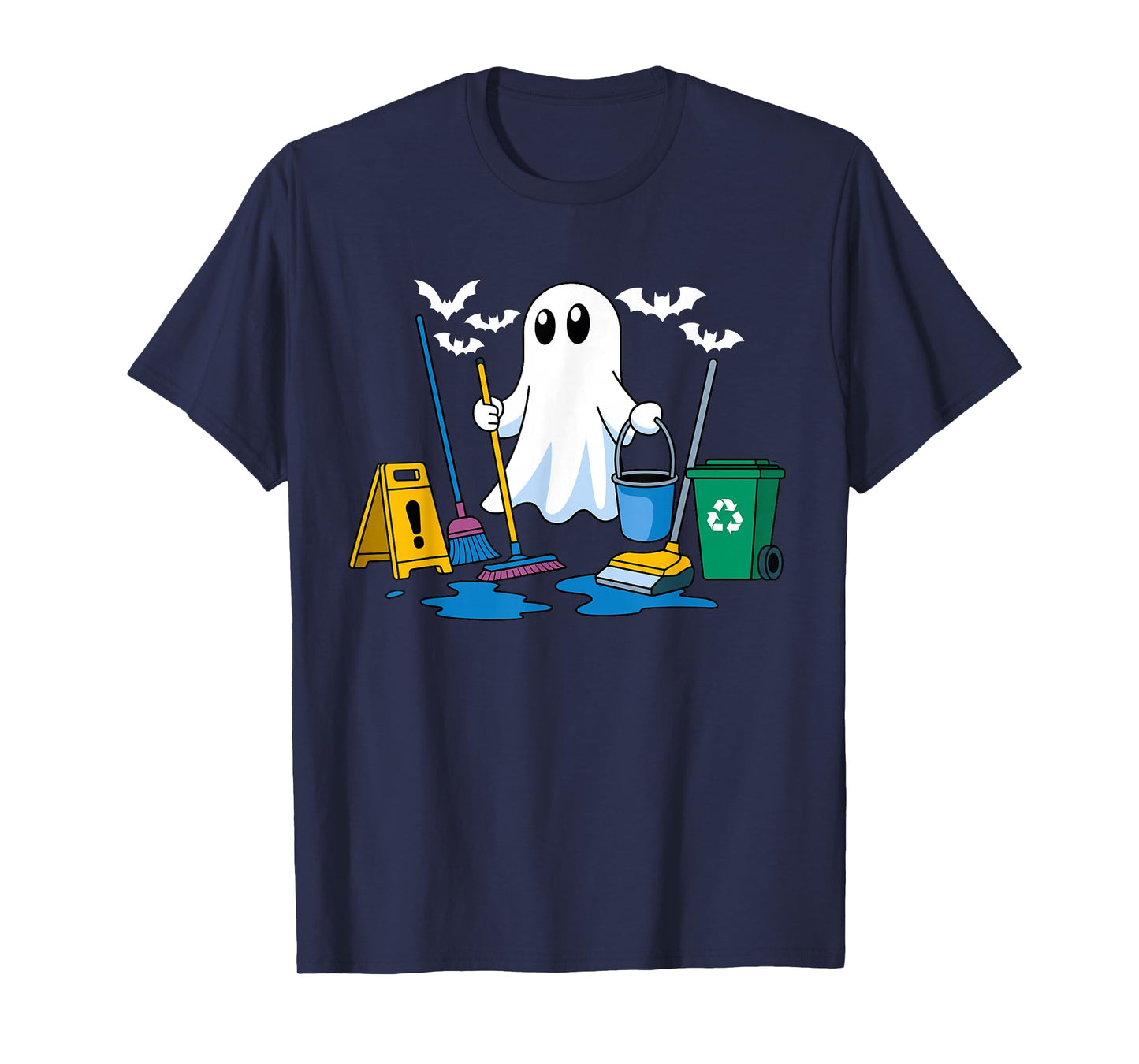 School Custodian Janitor Ghost Halloween T-Shirt