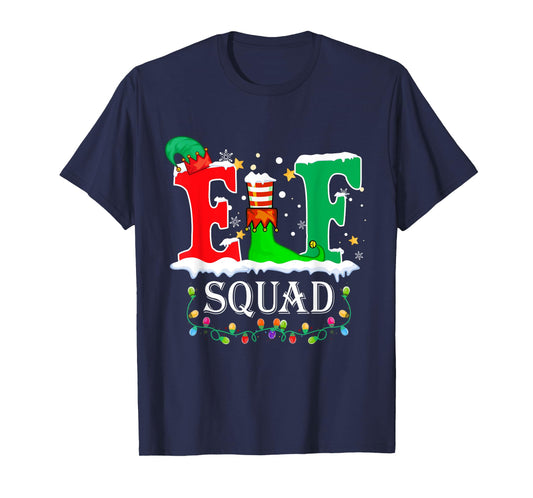Elf Squad Christmas Lights Xmas Family Matching Pajamas PJ T-Shirt