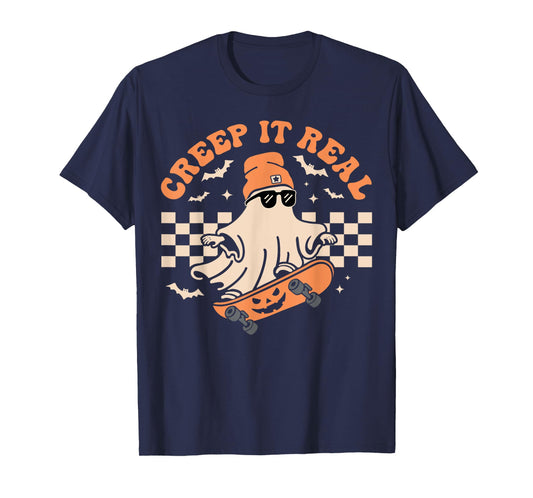 Vintage Retro Halloween Creep It Real Ghost Boy Fall Season T-Shirt