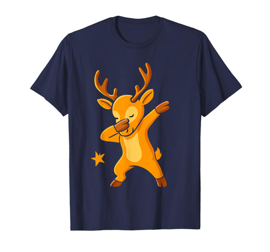 Dabbing Reindeer Man Costume, Kids Christmas Santa Reindeer T-Shirt