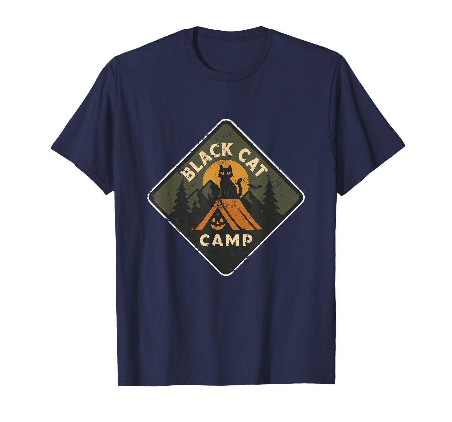 Black Cat Camp Tent Night T-Shirt