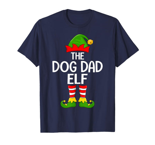 Dog Dad Elf Xmas Matching Family Elf Squad Christmas T-Shirt