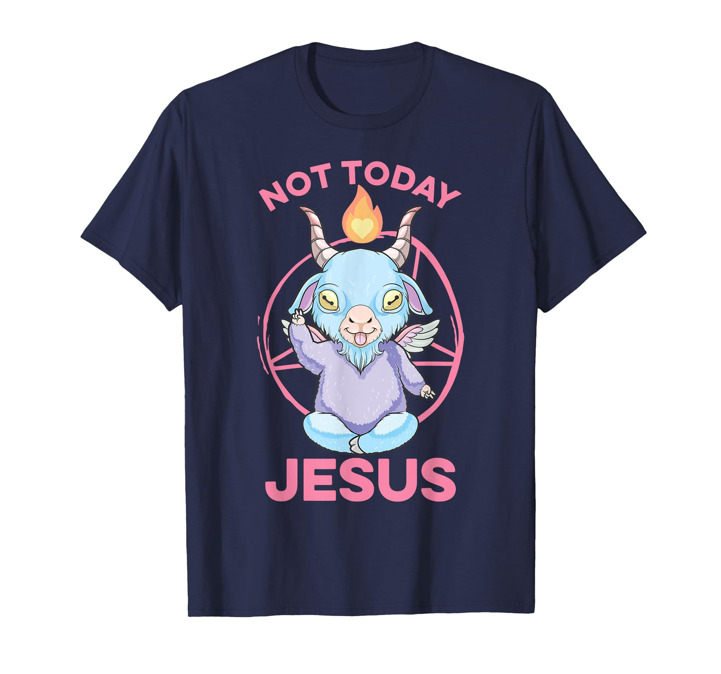 Pastel Goth Baby Baphomet Not Today Jesus Anime Nu Goth T-Shirt