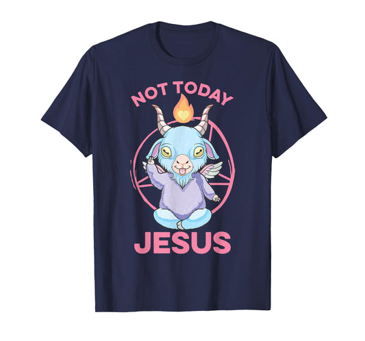 Pastel Goth Baby Baphomet Not Today Jesus Anime Nu Goth T-Shirt