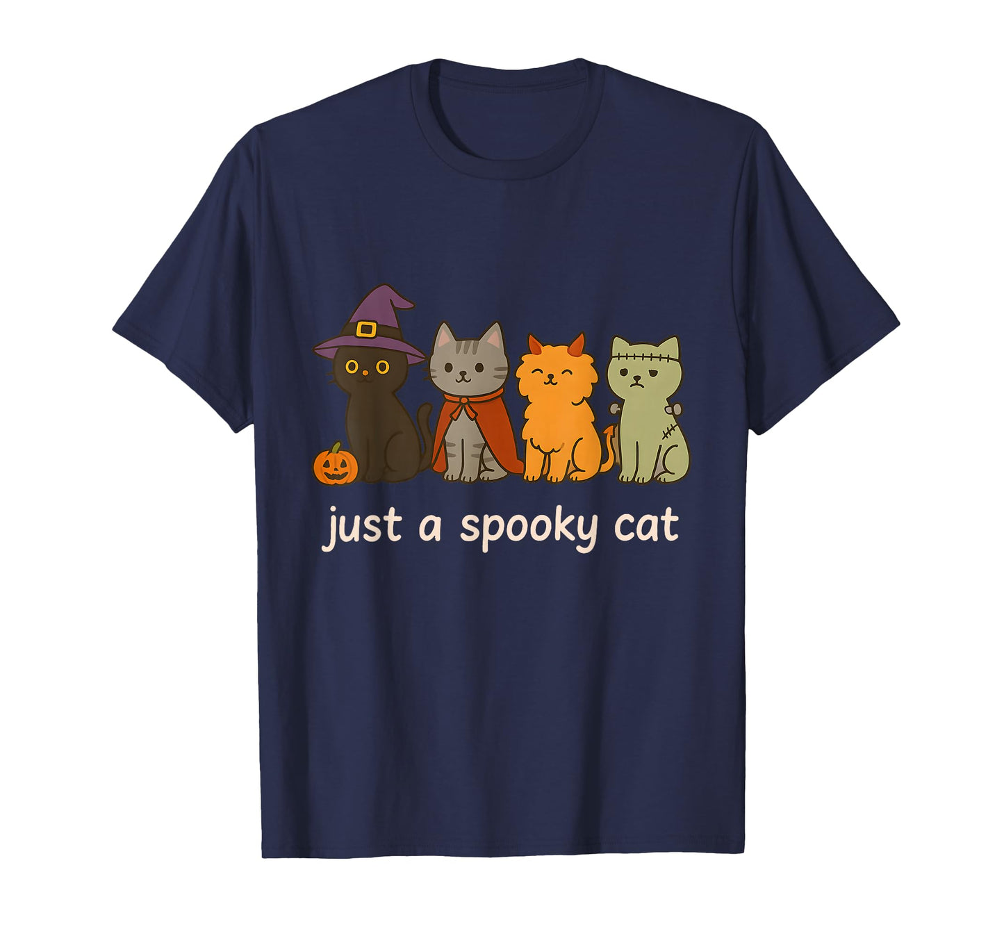 Just A Spooky Cat Vintage Funny Ghost Cat Halloween Meme T-Shirt