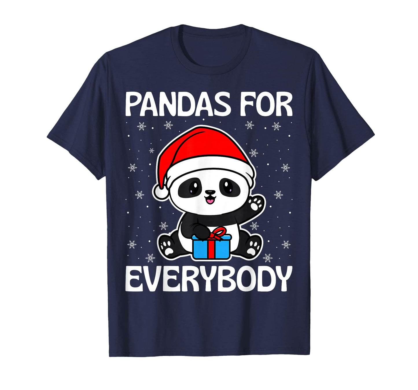 Pandas for Everybody Panda Wearing Santa Hat Christmas T-Shirt
