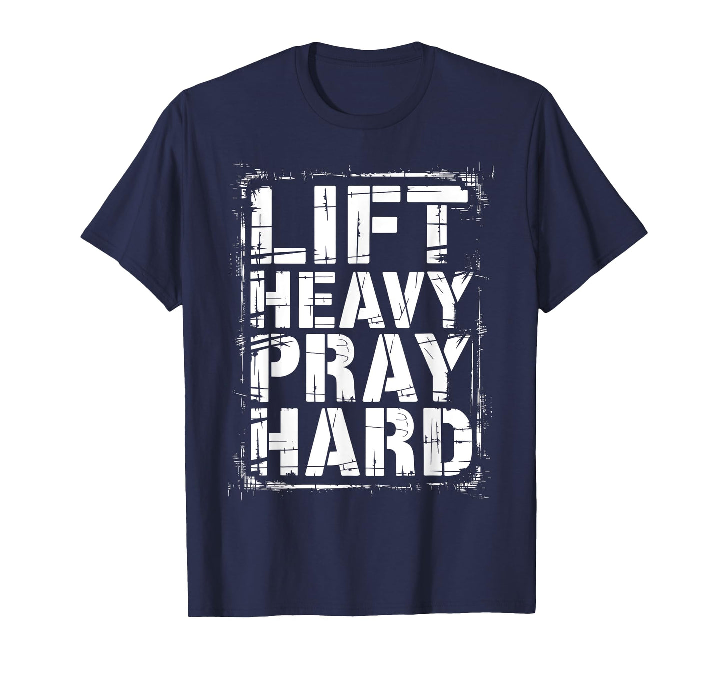 Graphic 365 Lift Heavy Pray Hard Christian Unisex-Adults Kids Black Small Short Sleeve Cotton Blend Casual Graphic T-Shirt