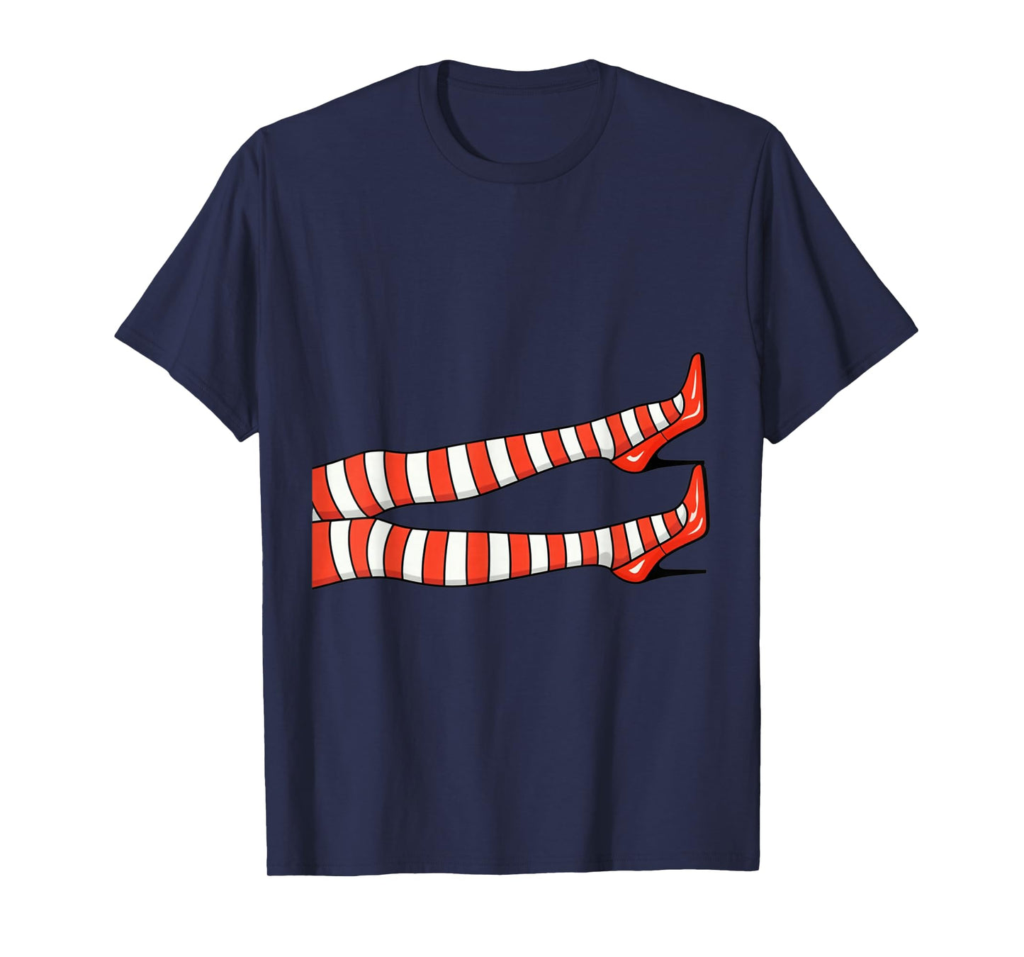 Halloween Witches Legs Heeled Shoes Stockings Bands Red Fun T-Shirt