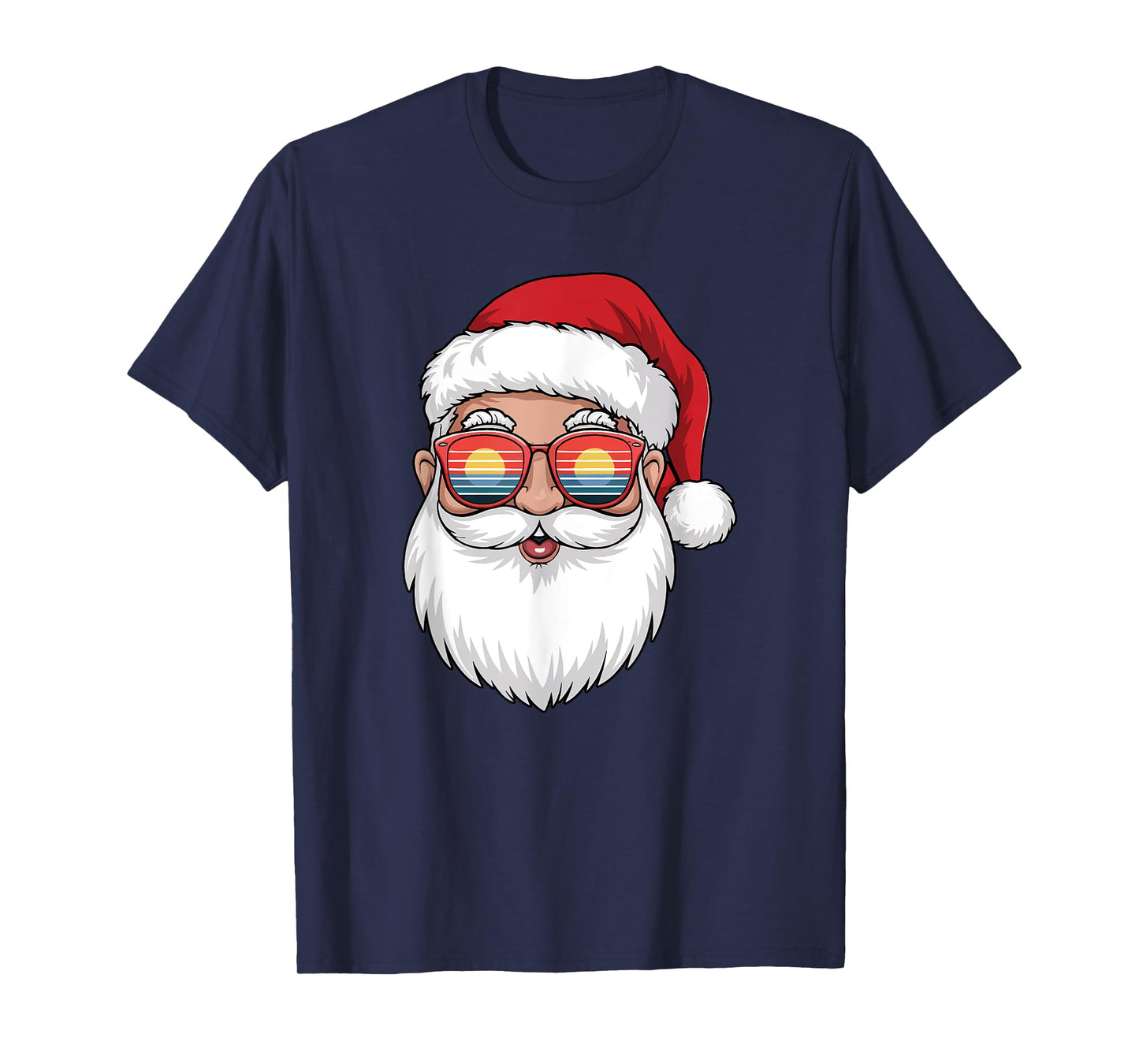 Santa Claus Face Retro Sunglasses Christmas T-Shirt