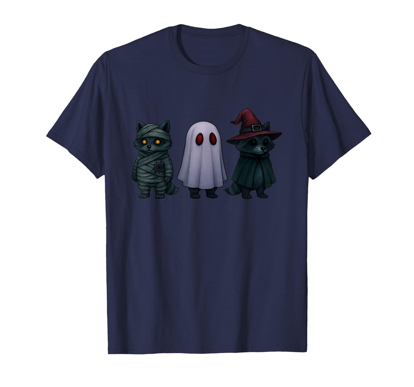 Spooky and Feral Funny Witch Ghost Raccoon Halloween Costume T-Shirt