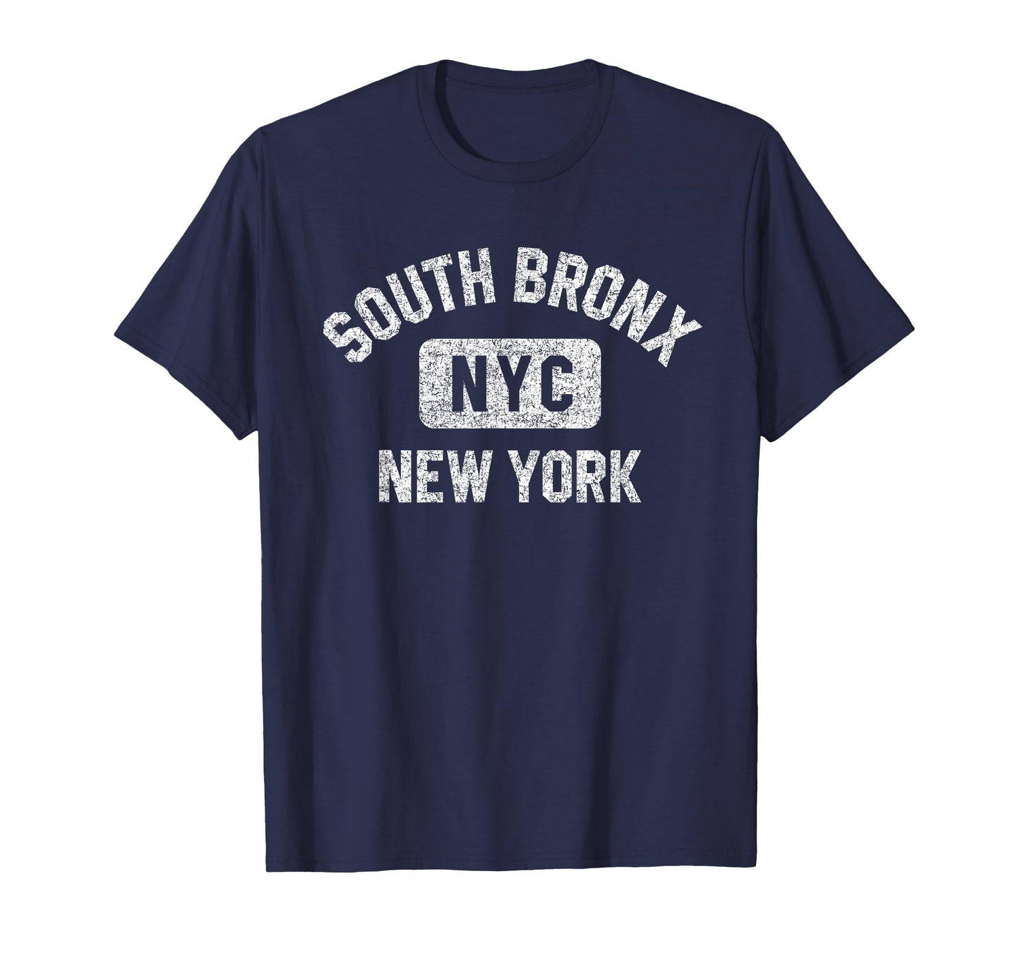 South Bronx NYC Gym Style Distressed White Print T-Shirt
