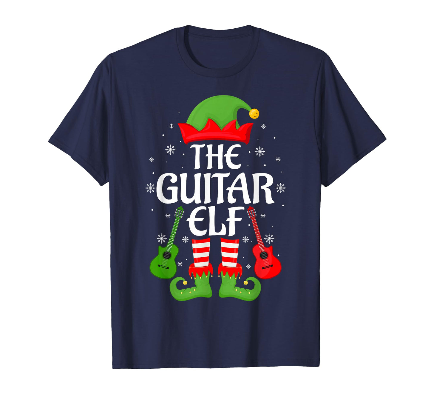 Guitar Elf Xmas Matching Family Elf Squad Christmas T-Shirt