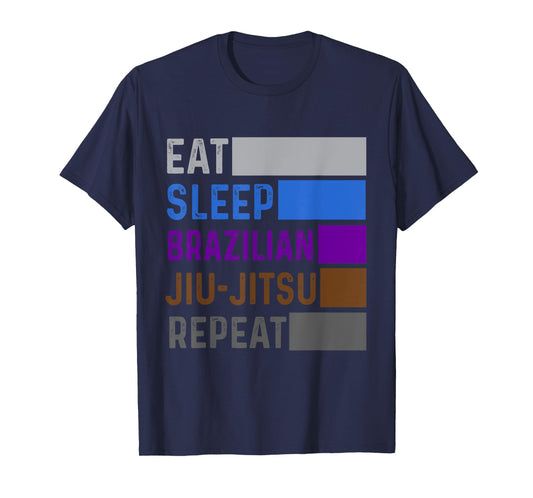 Eat Sleep Brazilian Jiu Jitsu Repeat Belt Ranking Gracie BJJ T-Shirt
