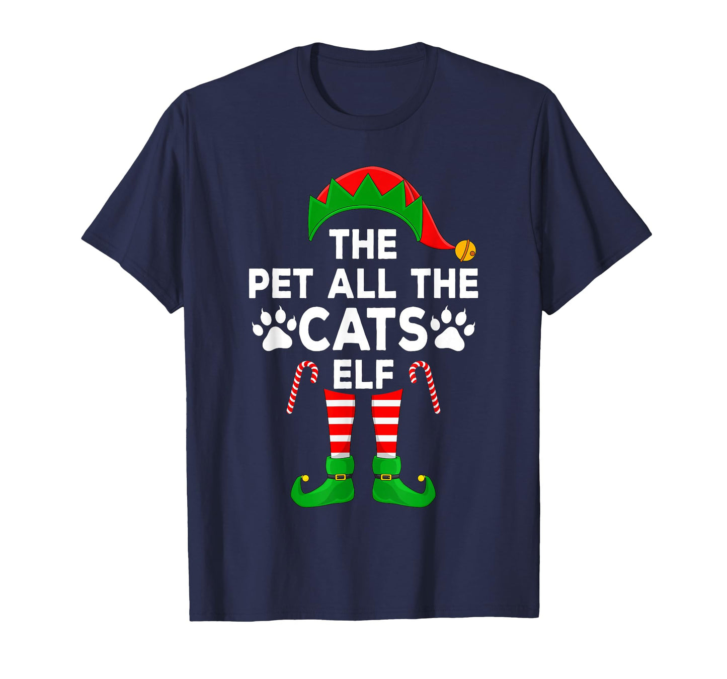 Pet All The Cats Elf Matching Family Cat Lover Christmas Elf T-Shirt