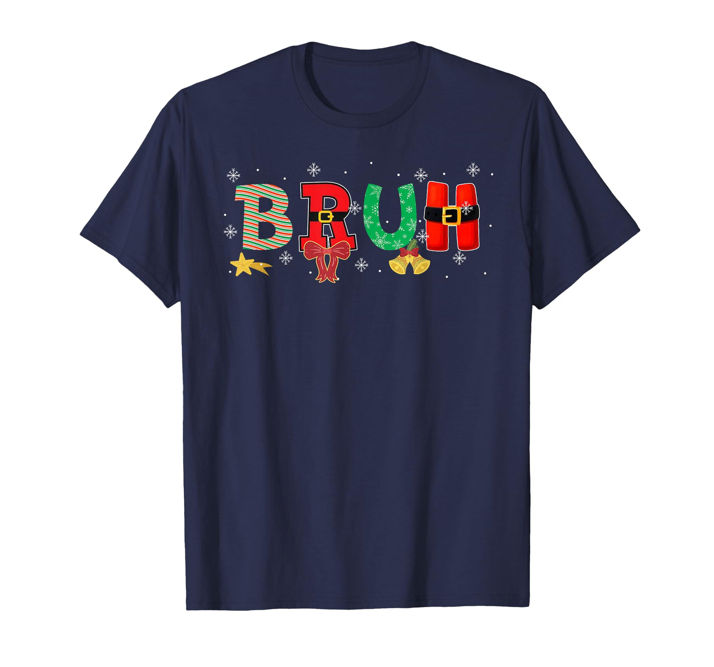 Bruh Funny Christmas Teens Boys Kids Xmas Pajamas Xmas Light T-Shirt