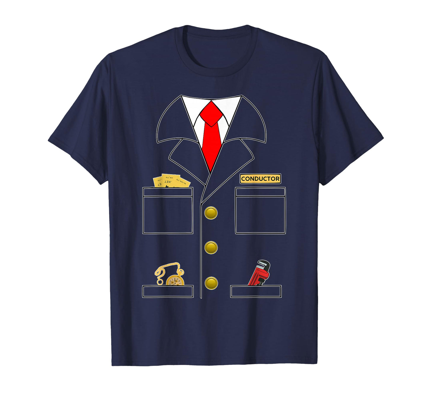 Train Conductor Costume Kids Boy Toddler Men Adult Halloween T-Shirt