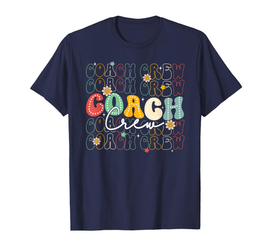 Retro Groovy Vintage Coach Crew Team First Day Of School T-Shirt