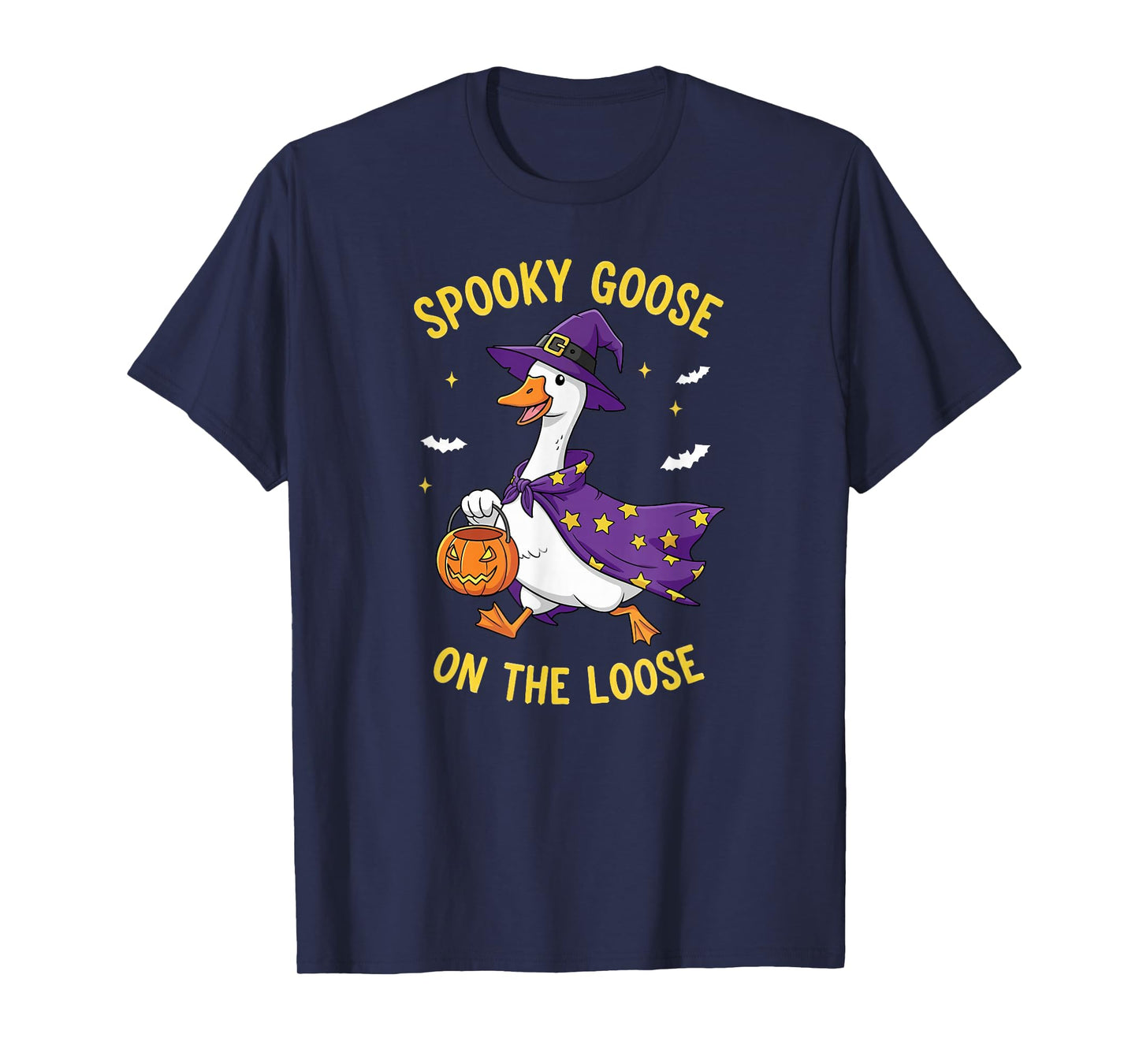 Spooky Goose On The Loose Funny Witch Pumpkin Halloween T-Shirt