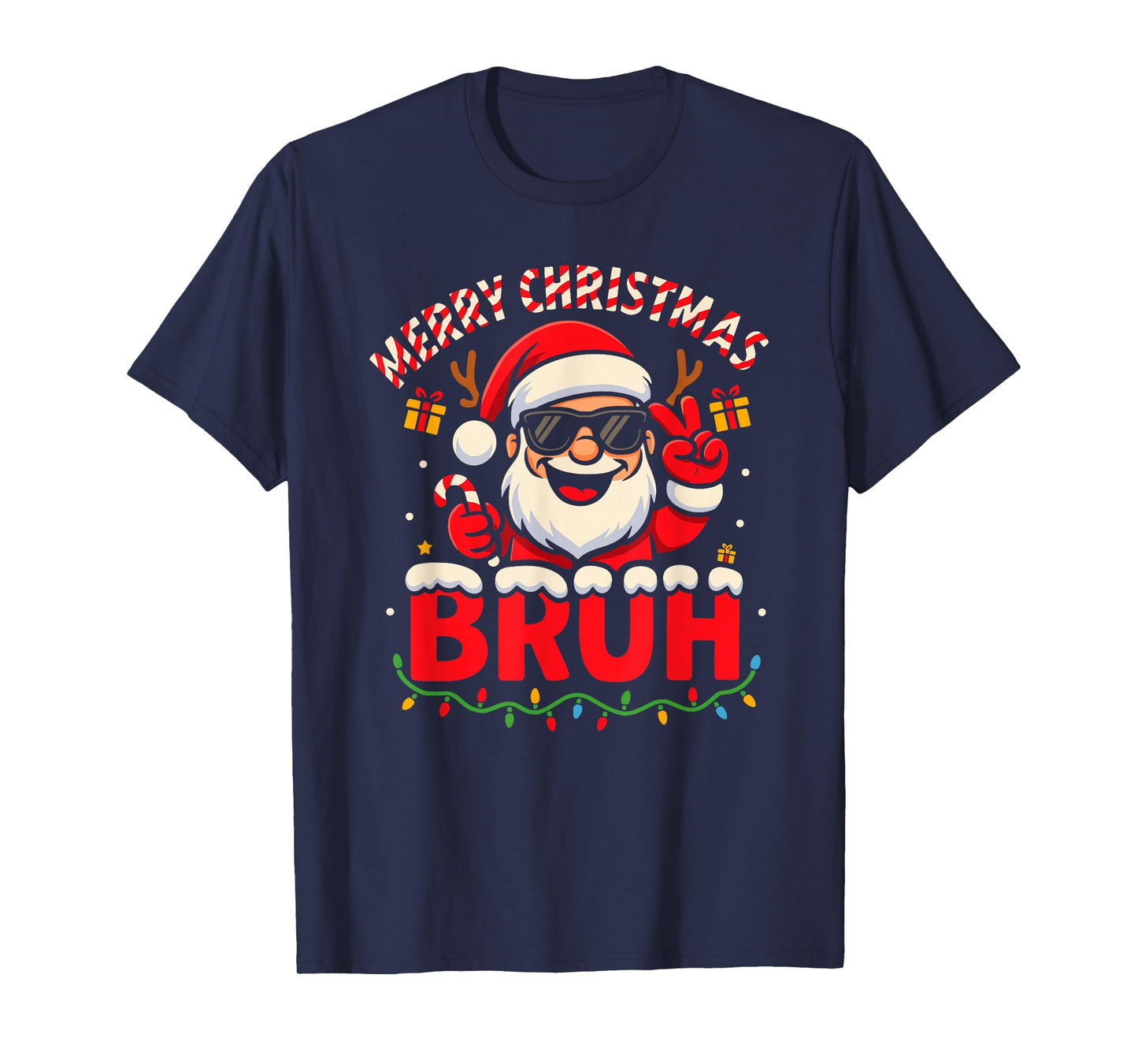 Merry Christmas Bruh Funny Santa Claus Retro Xmas Novelty T-Shirt