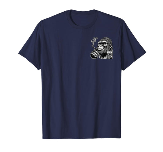 Whiskey Goes in Wisdom Comes Out Funny Monkey (2 Sided) T-Shirt