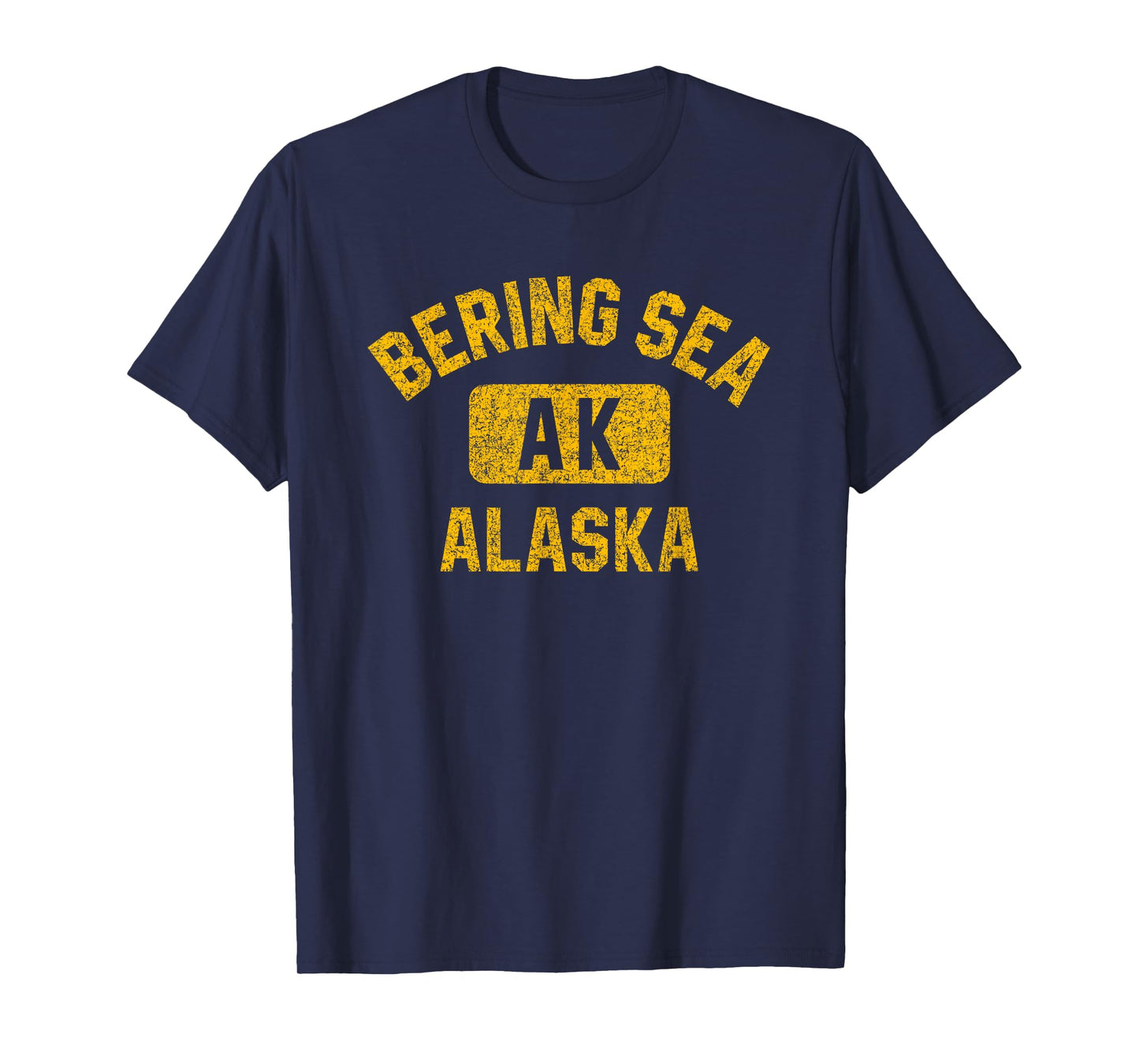 Bering Sea Alaska Gym Style Distressed Amber Print T-Shirt
