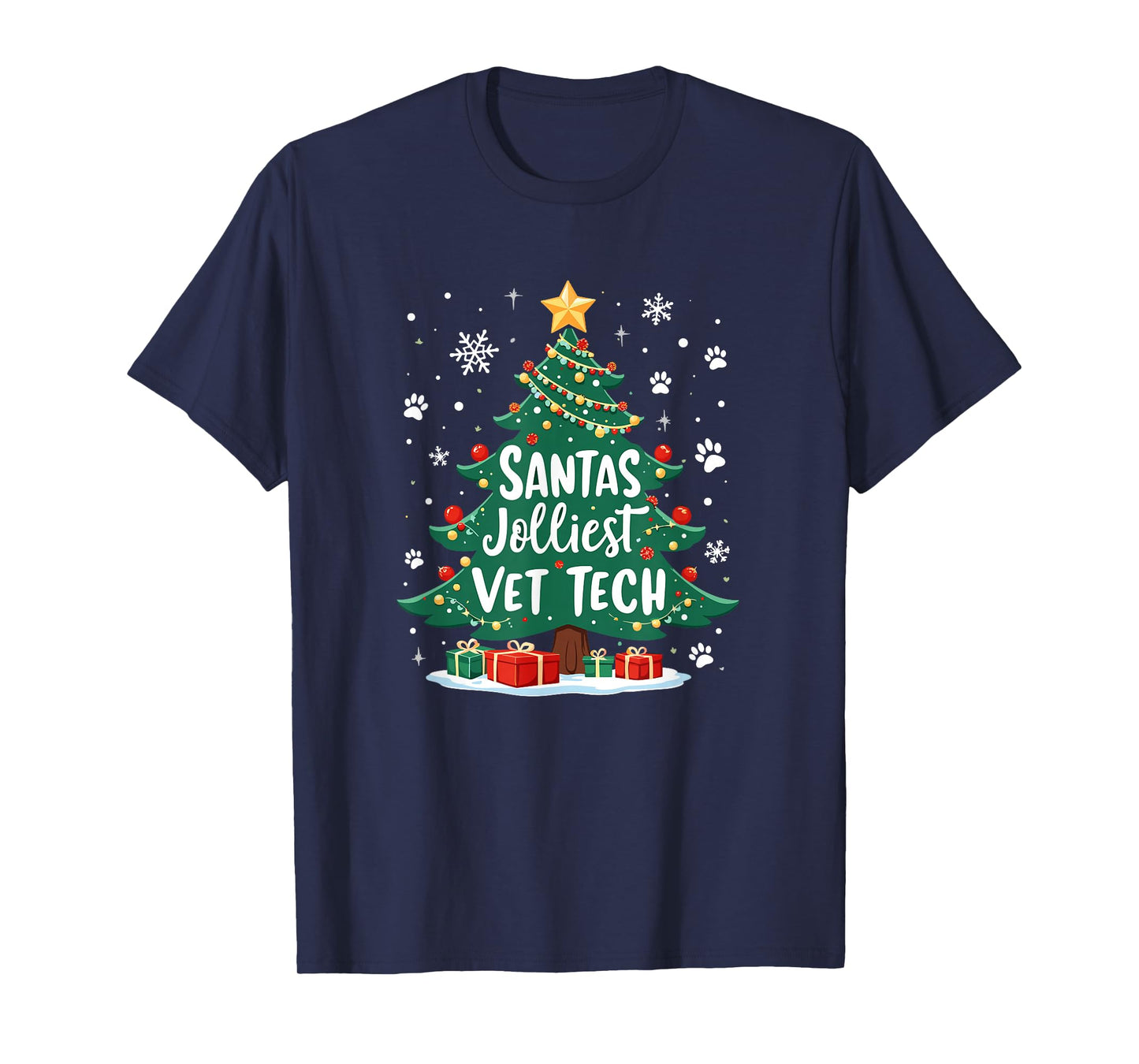 Santas Jolliest Vet Tech | Funny Christmas T-Shirt