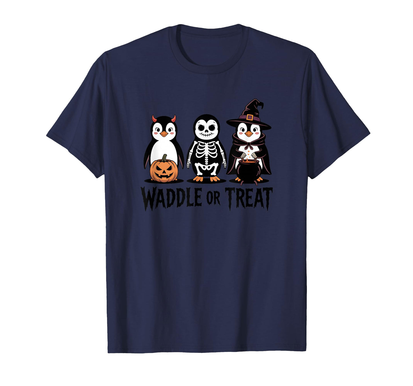 Vintage Halloween Penguin Trick or Waddle Spooky T-Shirt