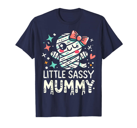 Kids Little Sassy Mummy Girl Cute Mummy Halloween Decor T-Shirt
