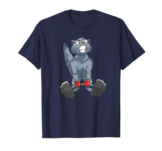 Deadlifting Cat, Weightlifters Gym Workout Bodybuilder T-Shirt for Men Women