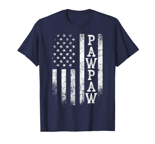 Distressed Pawpaw American Flag Patriotic Father's Day T-Shirt