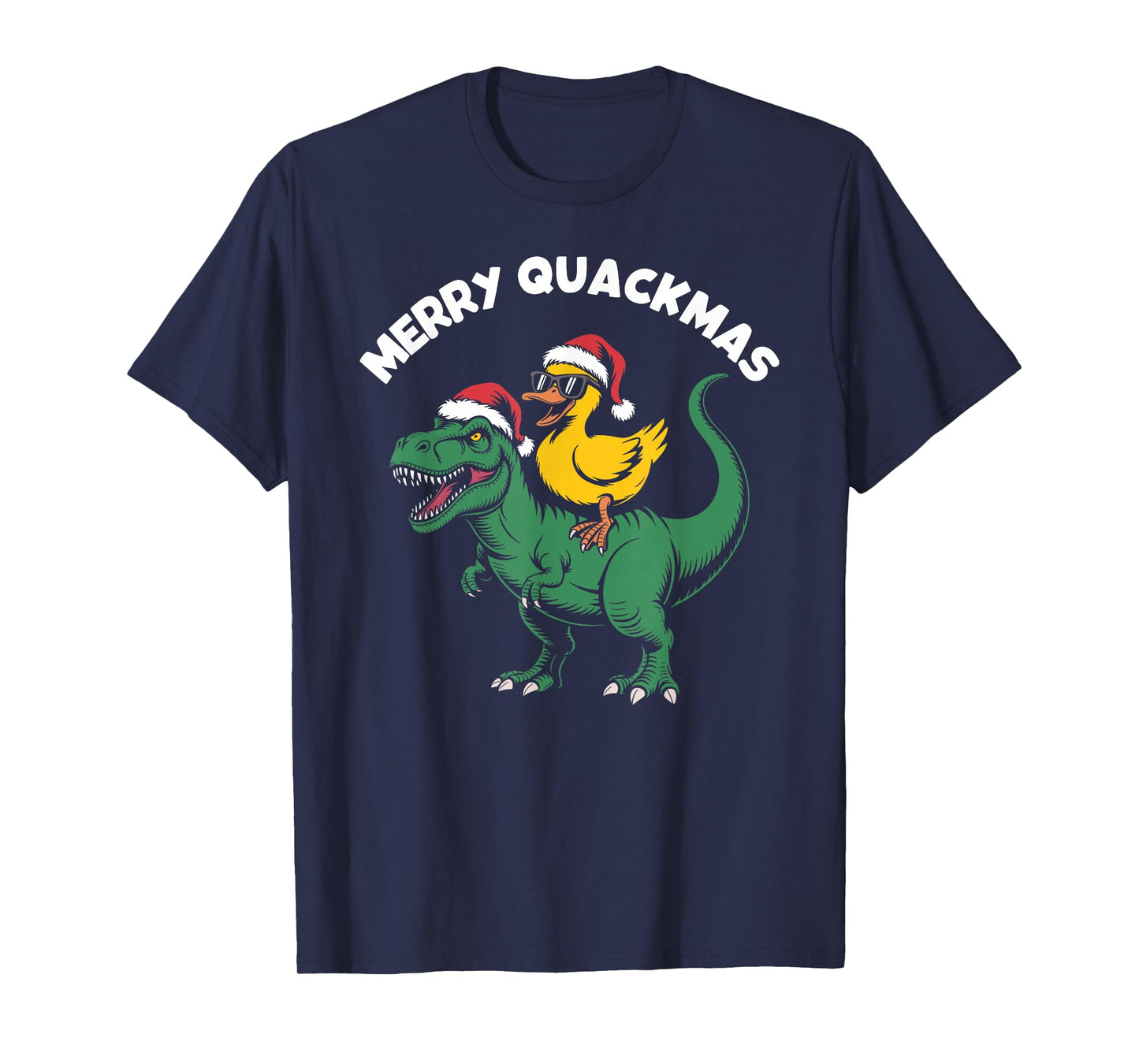 Merry quackmas, Christmas Duck Riding Dinosaur T-Shirt