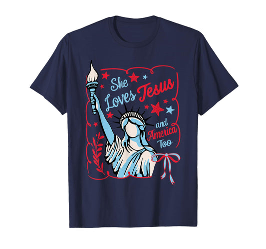 Statue of Liberty - She Loves Jesus and America too T-Shirt