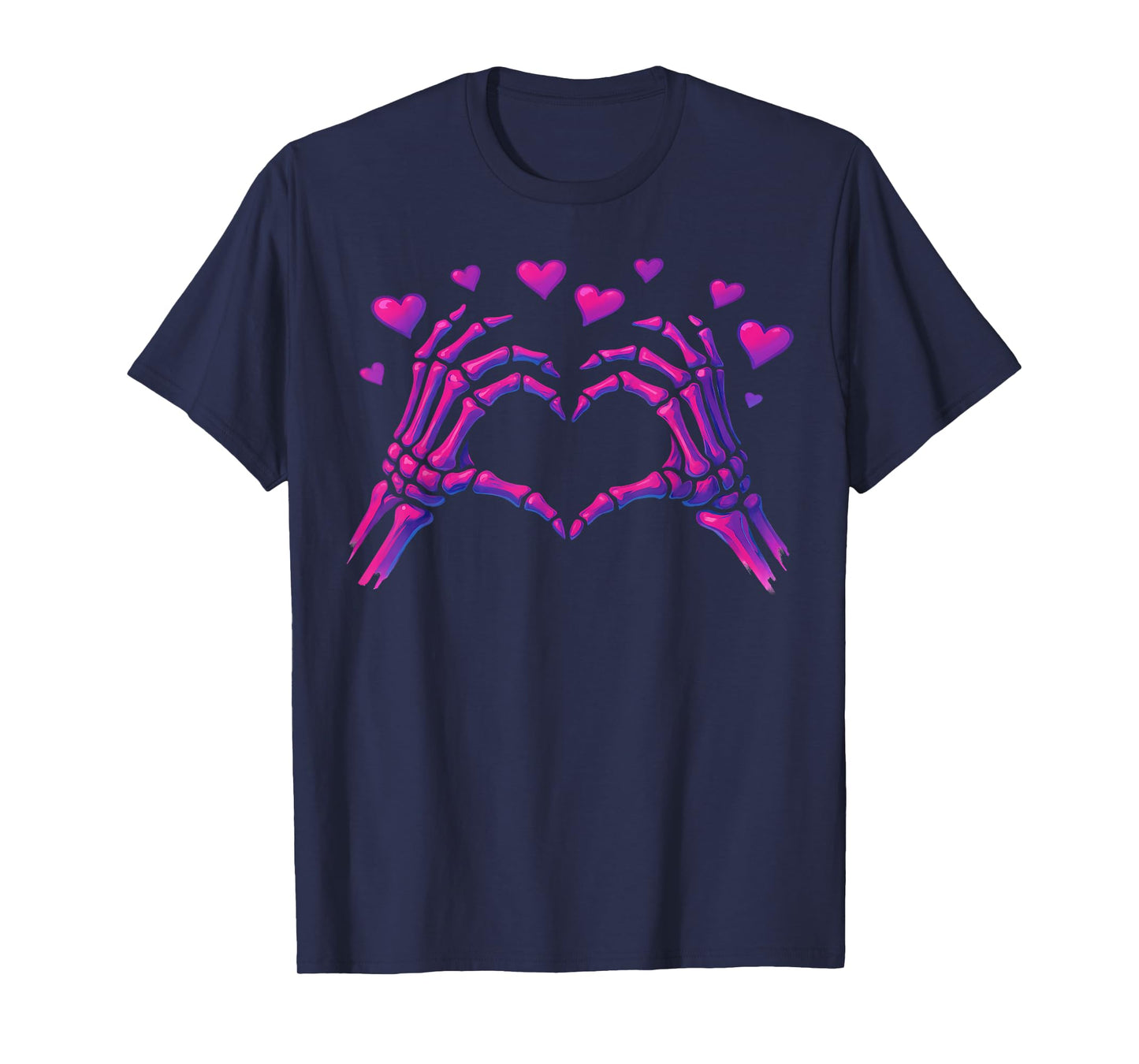 Skeleton Hands Heart Sign Retro Halloween Women Girl T-Shirt