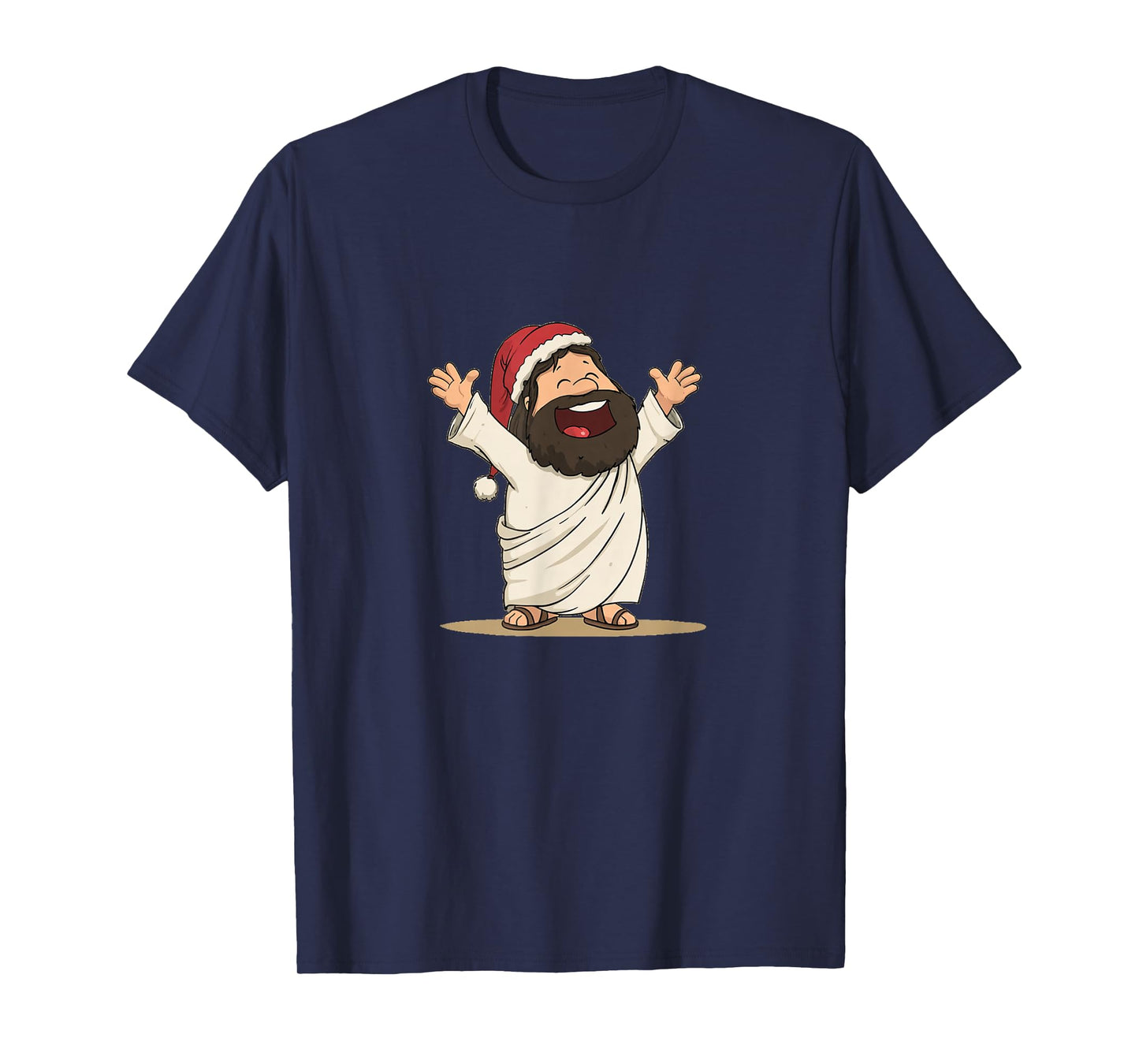 Happy Jesus Christ with Santa Hat Look for Boys and Girls T-Shirt