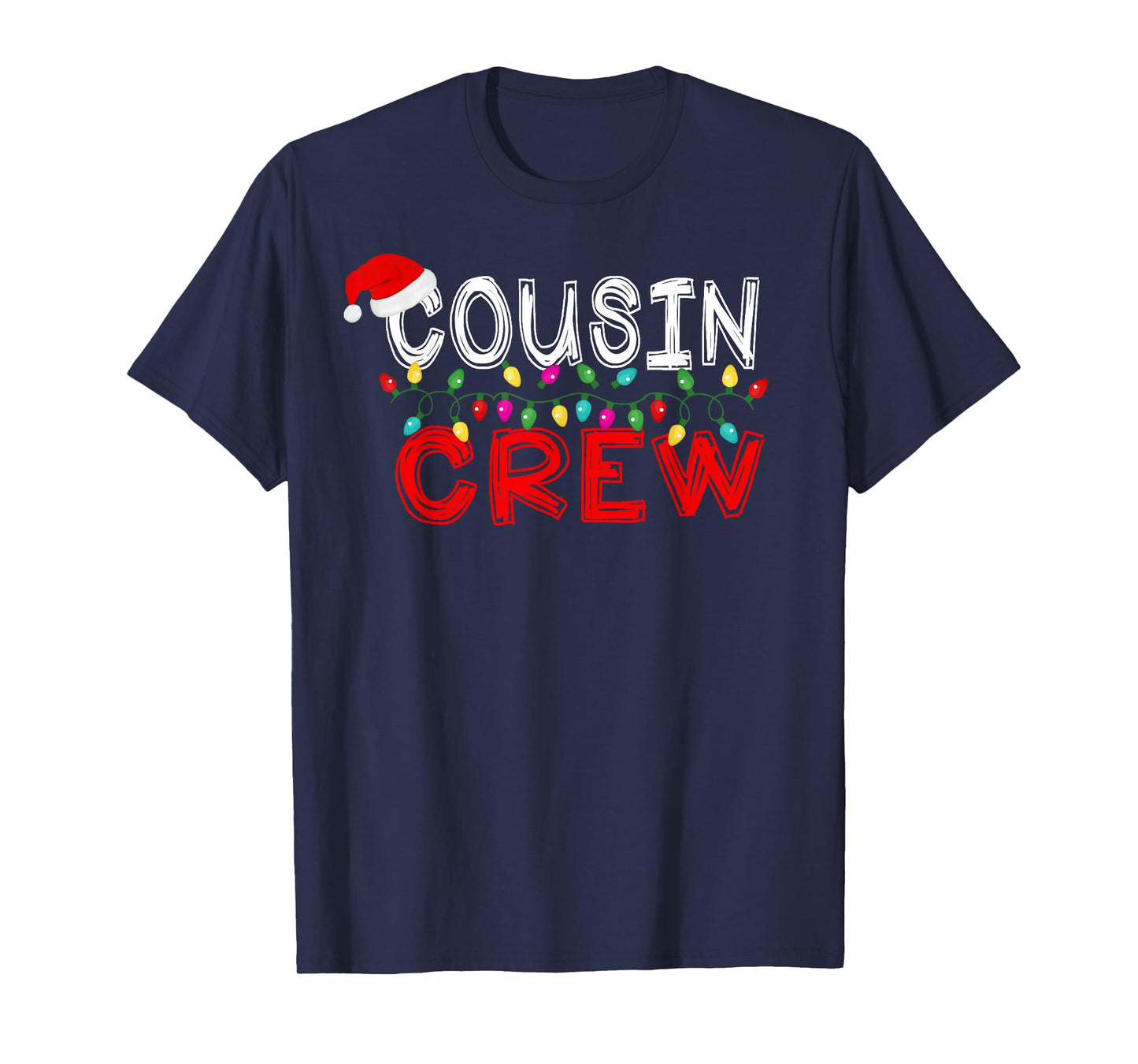 Cousin Crew Matching Christmas Lights Santa Hat Holiday Kids T-Shirt