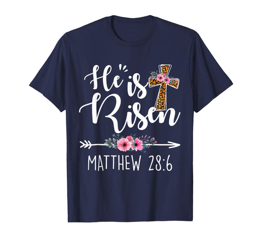 Happy Easter Day He is Risen Toddler Girls Women Floral T-Shirt