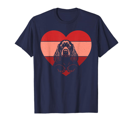 Retro Heart Cocker Spaniel Dog Vintage Valentine Womens Mens T-Shirt
