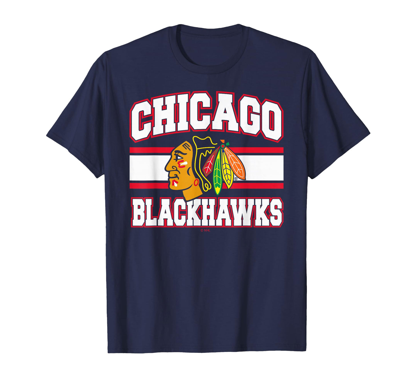 Chicago Blackhawks Stripe Black Officially Licensed T-Shirt