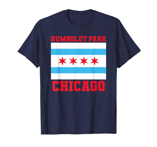 Humboldt Park Chicago Illinois Flag Loop 773 Deep Dish Pizza T-Shirt