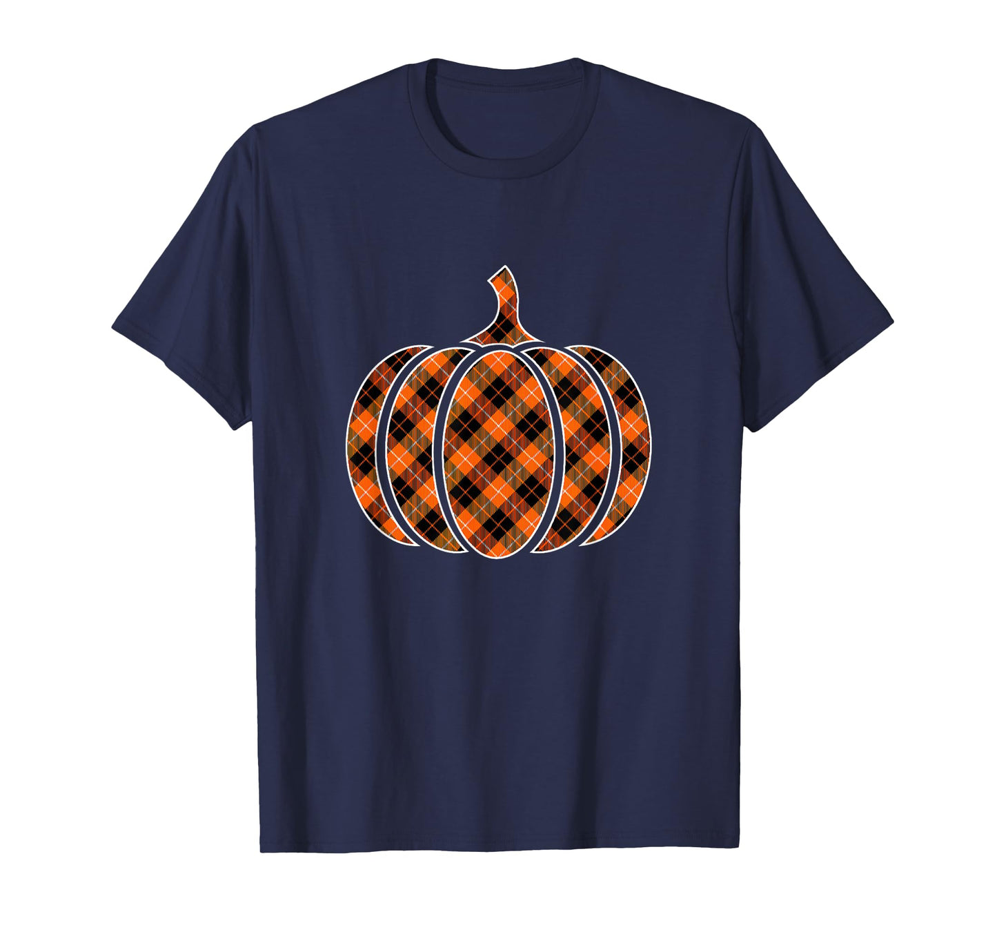 Funny Halloween Orange Pumpkin Buffalo Plaid for Women Girls T-Shirt